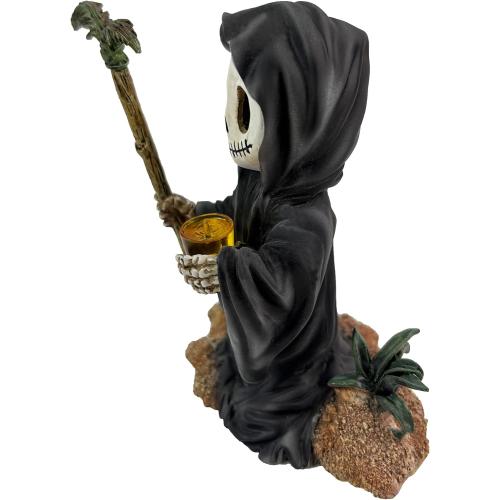 Skull Grim Reaper Statue,Grim Reaper Skeleton Decoration | Resin Halloween Decoration,4 Different Types of Skull Grim Reaper Figurine