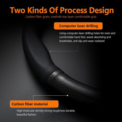 QODOLSI 1 Pack Car Breathable Steering Wheel Cover, Wear -Resistant Steering Wheel Sleeve, Carbon Fiber Non-Slip Steering Wheel Protector, Four Seasons Universal Steering Wheel Set (D -Shaped)