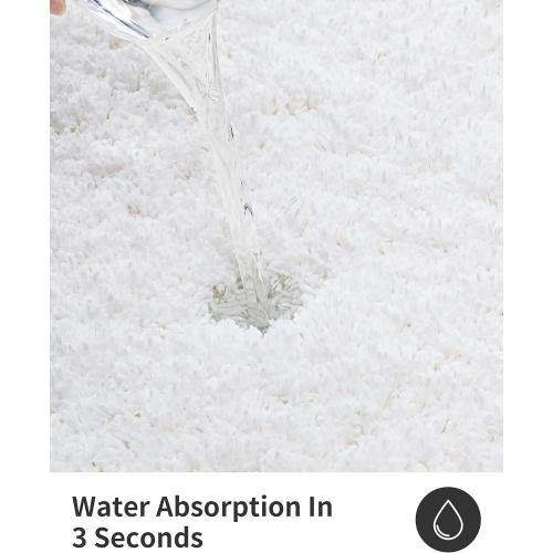 ILANGO White Christmas Bathroom Rugs 24 × 17 Non Slip & Super Absorbent Extra Thick Soft, Washable Bath Mat for Floor, Non Shedding Microfiber Plush Shaggy Bath Rug for Bathtub Shower Room Sink