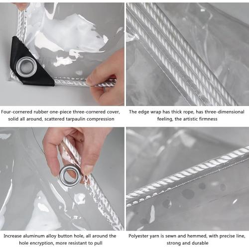 3x6ft Clear Tarps Heavy Duty PVC Vinyl 14 Mil Thick Tarpaulin, Glass Tarpaulin with Metal Grommets, Protects Against Water, UV-Ray, Tear, Cold Weather Resistan for Greenhouse Balcony Garden