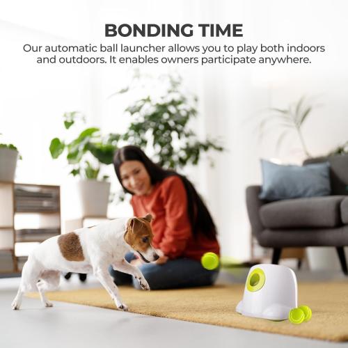 Automatic Dog Ball Launcher, Interactive Fetch Toy for Small to Medium Dogs, Pet Thrower Machine for Indoor & Outdoor Play, 3 Pcs 2-Inch Balls Included