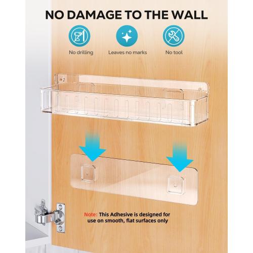 Nieifi Spice Rack Wall Mount, 4 Pack, Clear, Screw or Adhesive Installation, Spice Rack Organizer for Your Kitchen Cabinet or Pantry Door