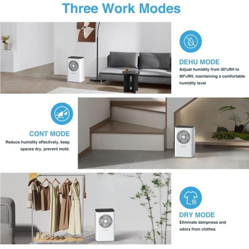 Dehumidifier,1500 Sq. Ft 21 Pint Dehumidifier for Basement with Drain Hose for Home Large Room Bathroom Bedroom - Smart Humidity Control, 24H Timer, Auto Manual Drain, 3 Modes
