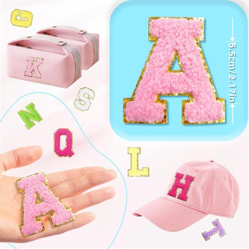 52 Pcs Self-Adhesive Chenille Letters Patches, A-Z Alphabet Applique Patches Stick on Letters Embroidered Letter Stickers for Clothing, Makeup Hats, Bags, Backpacks, laptops (Multicolor)