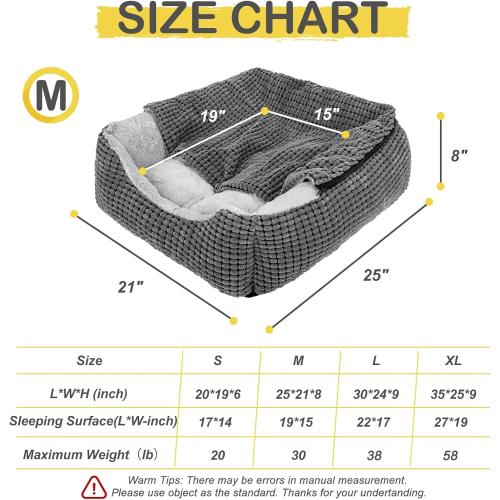 GASUR Dog Beds for Large Medium Small Dogs, Rectangle Cave Hooded Blanket Puppy Bed, Luxury Anti-Anxiety Orthopedic Cat Beds for Indoor Cats, Warmth and Machine Washable (25 inches, Grey)