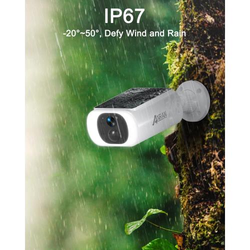 ANRAN 2K Solar Security Cameras Wireless Outdoor, 2.4Ghz WiFi Surveillance Outdoor Camera for Home Security with Embedded Solar Panel, Color Night Vision, 2-Way Talk, IP67 Waterproof, Work with Alexa