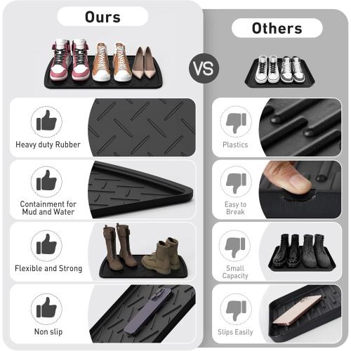 Boot Trays Heavy Duty Rubber Mat with Lip, Waterproof Shoe Mat Tray for Entryway Shoe Tray Multi-Purpose for Indoor or Outdoor 27.56 x 15.75inch