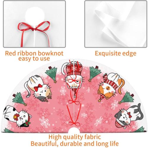 Cute Christmas cat Tree Skirt Xmas Tree Mat Christmas Tree Ornaments Decorations Holiday Party Indoor Outdoor 30