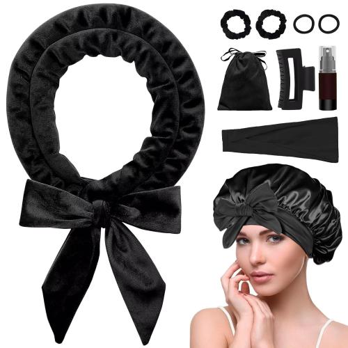 Heatless Curls Overnight Headband,Hair Curlers to Sleep in,No Heat Blowout Rods for Long Hair with Bonnet Sleepy Tie