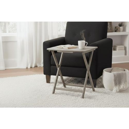 Home furnishings, Modern Indoor Folding XL Extra-Large Tray Table, Grey, 23.5 inches Long x 18 inches Wide x 26 inches high.