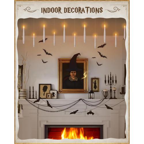 Floating Candles with Wand 10PCs - Magic Hanging Candles Christmas Decorations Flameless Taper Candles with Remote, Floating Lights Gifts for Window Home Bedroom Wedding Birthday Party Indoor Decor