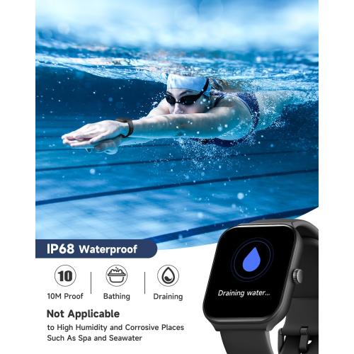 Black Smart Watch for Men Women Alexa Built-in, 1.95 Fitness Tracker with Answer/Make Calls, IP68 Waterproof/Heart Rate/Sleep Tracker/100 Sports, Fitness Watch Compatible Android iOS