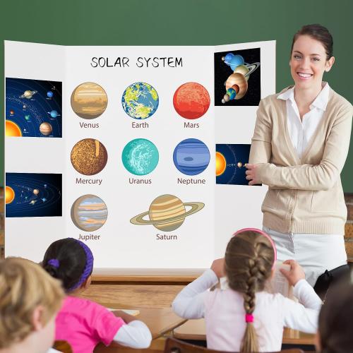 AKONEGE 2 Pack 36 x 48 Trifold Poster Board for Presentation, White Corrugated Cardboard Large Tri Fold Poster Board for Science Fair, Office & School Projects, Photo Displays, Exhibitions Event