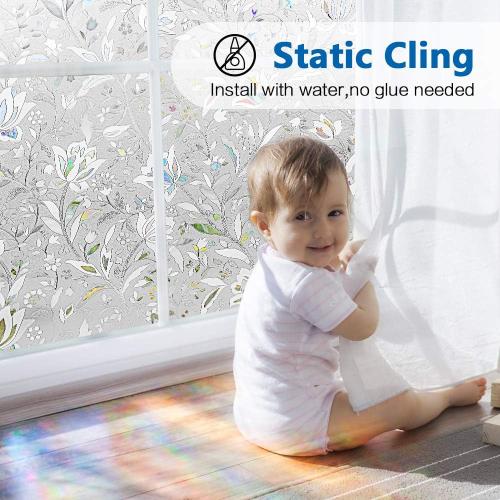 Window Privacy Film, Frosted Removable Glass Covering for Bathroom, Opaque Static Cling Heat Control Door Sticker for Home Office Living Room, Non-Adhesive Matte White (23.5 x 157)
