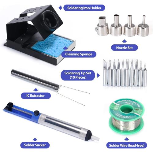 YIHUA 8786D I 2 in 1 Hot Air Rework and Soldering Iron Station with °F /°C, Cool/Hot Air Conversion, Digital Temperature Correction and Sleep Function