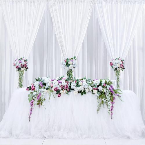 40 ft x 10 ft Wrinkle Free White Backdrop Curtain for Wedding Parties, Polyester Photo Backdrop Drapes for Baby Shower Birthday Party Backdrop Stand, Bulk Thick Background Curtains, 5x10FT 8 Panels