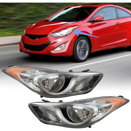 Headlight Halogen Headlamp w/o Bulbs Fit for Hyundai Elantra 2011-2013 Driver and Passenger Side US