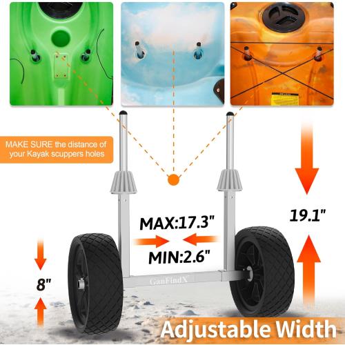 GanFindX Detachable Height-Enhancing Kayak Cart| Puncture-Resistant Tires | 250 Lb Weight Rating