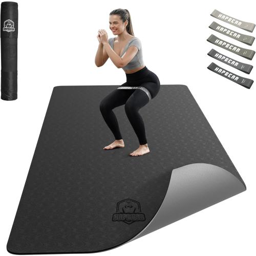 HAPBEAR Large Yoga Mat - 72x36x6mm (1/4 inch), Extra Wide Non-Slip Exercise Mat for Home Workout, Yoga, Pilates & Stretching, Durable & Eco-Friendly, Includes Bonus Resistance Bands & Carry Bag