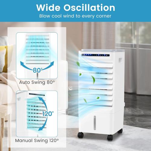 ARLIME 3 in 1 Evaporative Air Cooler, Windowless Swamp Cooler with 4 Modes, 3 Speeds, 7H Timer, Wide Oscillation, Remote, Double Tanks and 4 Ice Packs, Cooling Fan for Bedroom Living Room Office