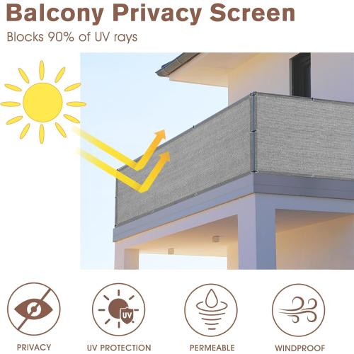 SUNNY GUARD 2.5/2.6/3/3.3/4/5/6/8 Balcony Privacy Screen Fence, Apartments Railing, Heavy Duty Wind Block Screen for Outdoor,Porch,Patio,Deck Privacy, size unknow Grey（We Make Custom Sizes）