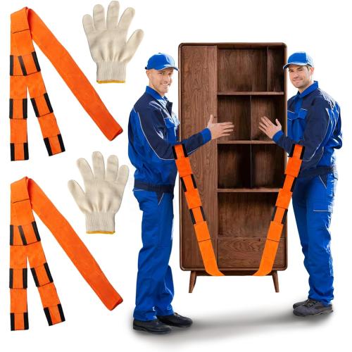 Moving Straps Upgrade Width, 2-Person Lifting and Moving System with Cotton Gloves, Lifting Wrist Straps for Moving Appliances, Furniture, Support up to 800lbs