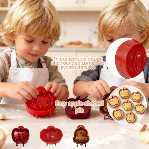 Party Potluck Hand Pie Molds – Easy One-Press Dough Pressers with Fall Apple, Pumpkin & Acorn Shapes for Baking, Holiday Parties