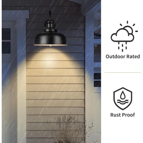 Solar Barn Lights for Outside, Outdoor Wall Lights Solar Powered, Farmhouse Exterior Wall Sconces, Industrial Exterior Lighting Fixture, Rustic Lantern for Garage, Barn, Shed,RZSR007-2