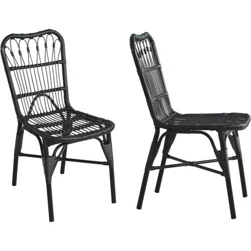 Elephance Outdoor PE Wicker Patio Dining Chairs Set of 2,Outdoor Rattan Chairs for Backyard, Poolside, Garden, Grey