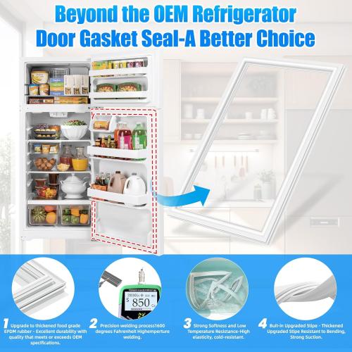 Upgraded 41x27 241872504 Refrigerator Door Gasket Seal Compatible with Frigidaire,Kenmore and Crosley Refrigerator Seal Replaces 240370904 240514604 240542104 240542116 white