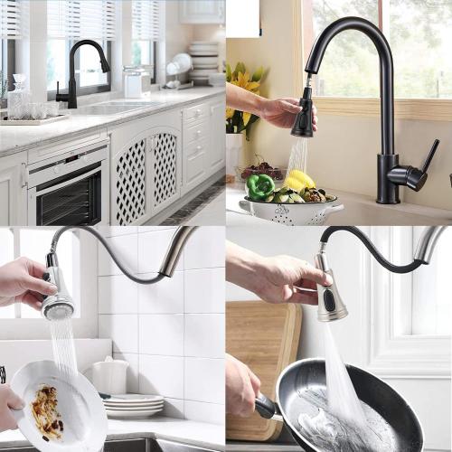 Hibbent Kitchen Faucet Head Replacement, Pull Down Faucet Spray Head, 3 Function Faucet Sprayer Nozzle, 15 Adapters Compatible with Moen, American Standard, Delta, Kohler Faucets, Oil-Rubbed Bronze