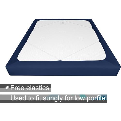 Box Spring Cover King Size - Jersey Knit & Stretchy Wrap Around 4 Sides Bed Skirt for Hotel & Home - King/Cal King/Olympic Queen, Navy