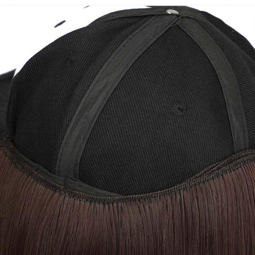 Baseball Cap with Hair Extensions Hat Wig Adjustable Hat Women's Short Bob Wigs Girls' Straight Hair Hat(7.8 inches)
