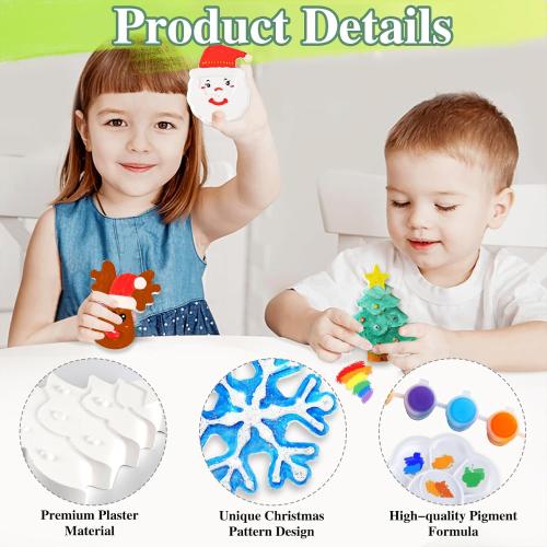 kockuu Christmas Ceramics to Paint for Kids Christmas Crafts Paint Your Own Ceramics Painting Kit, 8Pcs Ceramic Figures with Brushes for Toddlers Kids DIY Crafts Xmas Birthday Activity Gifts