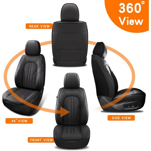 Car Seat Cover Full Set, Leather Car Seat Cover, Waterproof Seat Covers, Car Seat Cushion, Nappa Leather Seat Covers Car Seat Protector Universal Fit Most Cars Black