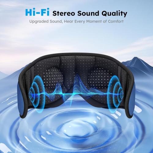 LC-dolida White Noise Bluetooth 5.4 Sleep Eye Mask with Timer, 3D Sleeping Mask Headphones with 16 Soothing Sounds, Total Blackout Sleep Headphones for Side Sleeper/Women/Men (Blue)