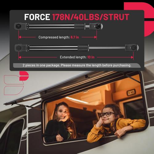 BDFHYK C16-09322 10 inch 40Lbs/(178N Gas Struts Shocks Lift Support for are Leer Camper Shell Topper Rear Window, Truck Bed Cover, Cabinet lid Door, Trap Door, Outdoor Bench, shed Window, Set of 2