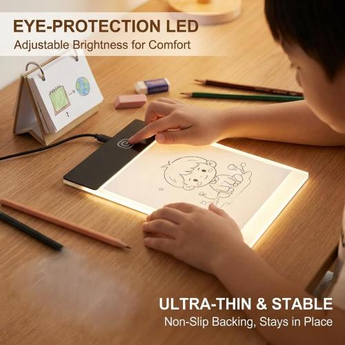 LED Light Board Mini A6 Portable Tracing LED Copy Board Light Box, Drawing Box Flip Book Kit Tablet Paint Pad, Eye Protective Adjustable Light Box 3.3 x 5.1in