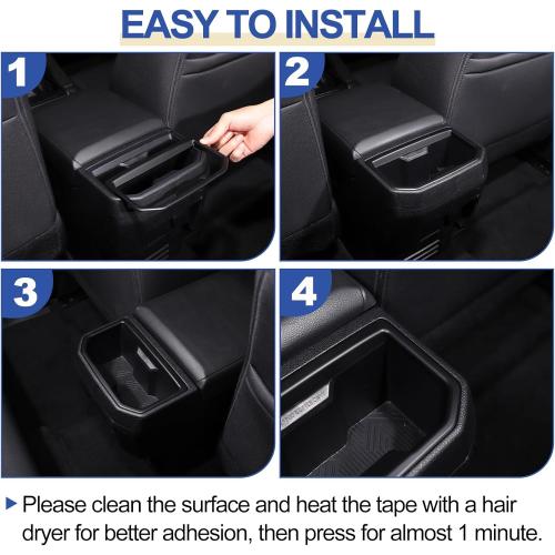Daeiclru Rear Row Cup Holder Trim Compatible with Toyota Tacoma 2024 2025, Car Center Console Armrest Rear Water Cup Holder Frame Interior Accessories (Matt Black)
