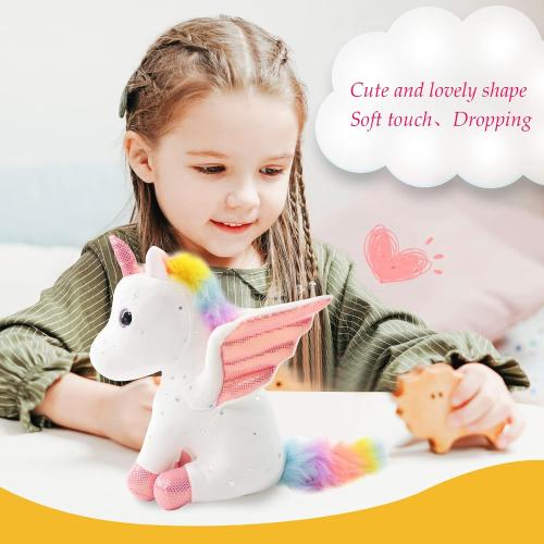 Sew Butiful 8 Unicorn Stuffed Animal - Cute Plush Toy Gift for 3-8 Years Old Girls, Soft Birthday Present for Baby, Toddler, Kids, Decor (White)