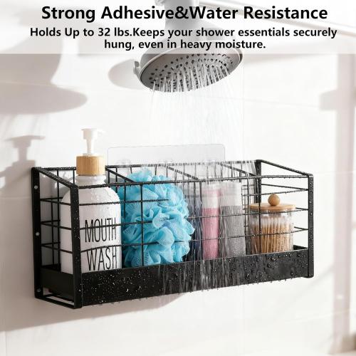 BTYMS 28 Pcs Transparent Shower Caddy Adhesive Replacement in 3 Sizes, No Drill & Waterproof Shower Shelf Hooks，Strong Adhesive Strips for Bathroom Storage Shelves & Kitchen Racks
