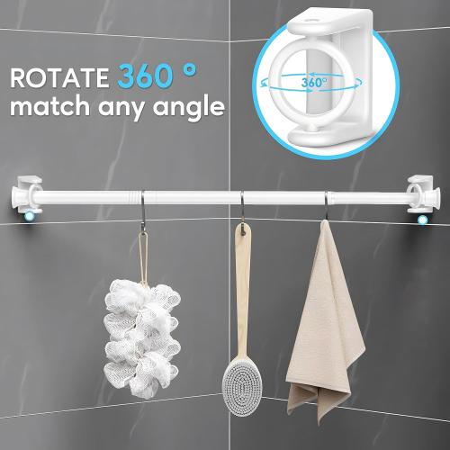 AIZESI 1PCS Spring Tension Curtain Rods 24 to 46 Inch White Tension Rod Spring Curtain Rod Short Curtains Rod 's Tension Adjustable Curtain Rods for Window, (With One Set Rod's Holder)