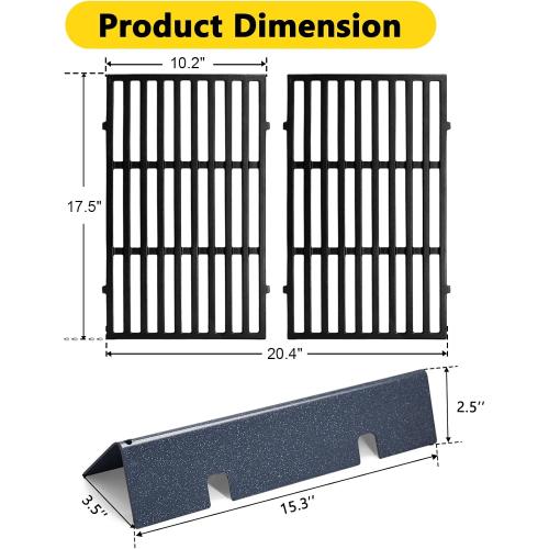 Spirit Grill Parts 7635 Flavorizer Bars 7637 Grill Grates Replacement for Weber Spirit & Spirit II 200 Series with Front Control, Spirit E-210 E-215 E-220 S-210 S-220 Spirit II E-210