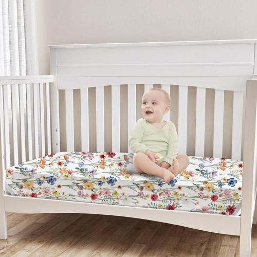 Bimocosy Crib Sheets for Girls, Fitted Crib Sheet 4 Pack for Standard Crib and Toddler Mattresses, Super Soft Breathable Microfiber Baby Sheet 28x52x8in, Butterfly/Floral/Pink/Purple