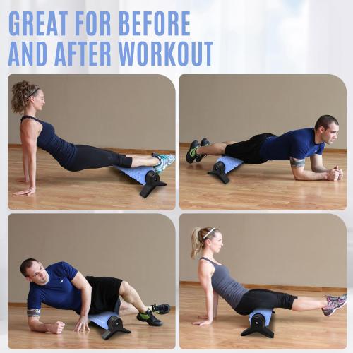 PURPLE 18 INCH Trigger Point Foam Roller with Stand, 18 Inch Medium Density Foam Roller Long Yoga Roller Foam Exercise Roller for Physical Therapy, Muscles Deep Tissue, Pilates, Back Pain and Muscle Recovery (Blue)