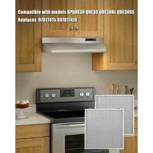 97017415 S97017415 Aluminum Grease Range Hood Filters Compatible with BPQDE30 QDE30 QDE30BL QDE30SS QDE30WW, 13.7 X 14 X 0.35 inchs 5 Layer Aluminum Grease Filter, 2-Pack