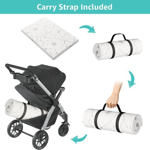 YENING Organic Cotton Pack and Play Mattress Pad Breathable 38x26 Waterproof Baby Mattress for Pack N Play Matress Topper Waterproof with Strap