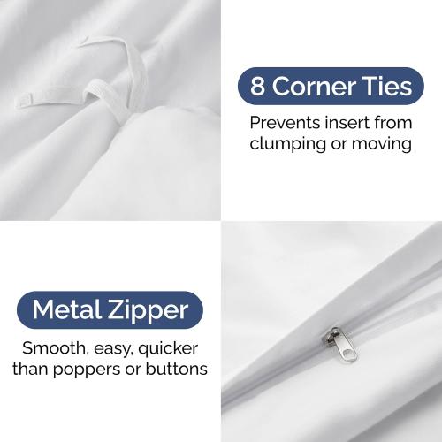 Duvet Cover Queen Size Set - Extra Soft Queen Size Duvet Cover 90 x 90 with 2 Pillow Shams - Hotel Luxury, Easy Care and Fade Free with Zipper Closures & Ties - Comfy, Breathable Bedding Set (White)
