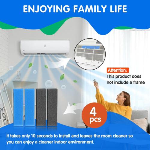 4 PCS Replacement Mini Split Air Filter Compatible with Mitsubishi Electric MAC-2300FT-E MAC-3000FT-E, 8.3 Inch, without Frames
