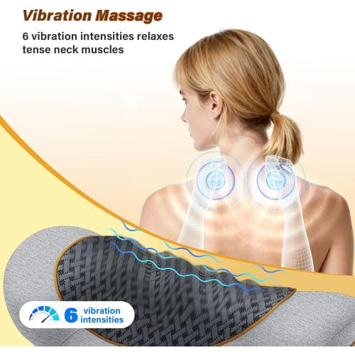 Rechargeable 3-in-1 Neck Massager Pillow with Heat,Vibration & Air Traction - Heated Neck Pillow Massage Hump Soothing Neck Relaxation, Posture Support & Stress Relief